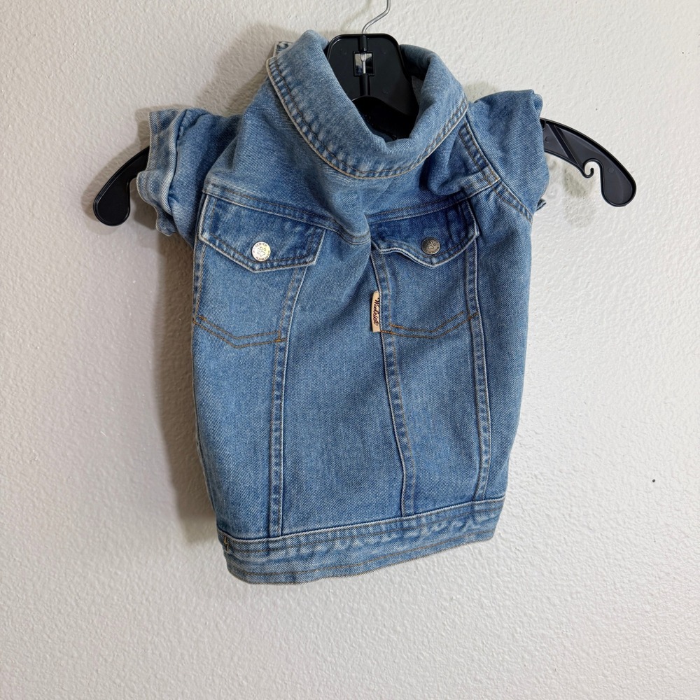 Woolrich Home Denim Pet Jacket Blue Medium Wash Dog Trucker Vest Paw Buttons